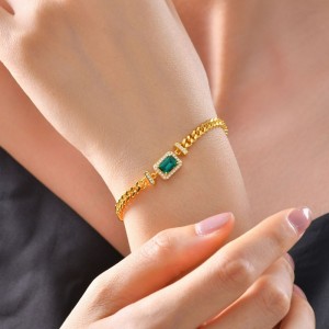 2022 NUOVI EMERALD COLTUTO 1CT 5*7 Bracciale cubano European e American Retro Jewelry