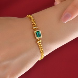 2022 NUOVI EMERALD COLTUTO 1CT 5*7 Bracciale cubano European e American Retro Jewelry