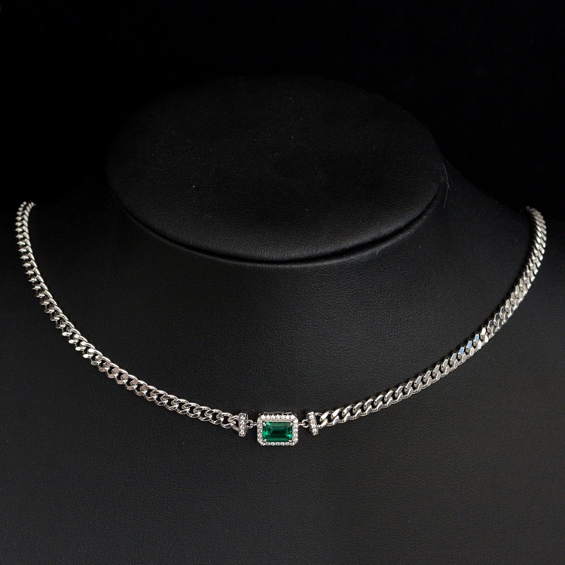 2022 Nuova collana semplice e smeraldo coltivata 1ct 925 Silver Regolable Simple
