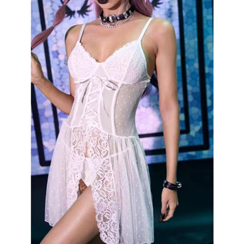 Gonna in rete trasparente a maglia trasparente Frill Costume in mesh cami con perizoma con perizoma