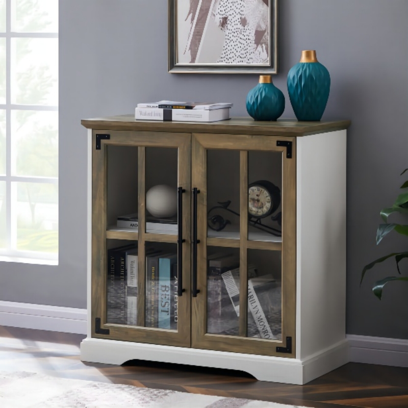 Cucina da pranzo soggiorno sideboard armadio a buffet, 32 pollici, 2 porte a doppio scaffale, stile contemporaneo