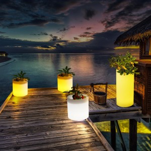 pentole a fiori illuminati da giardino all\'aperto, vaso di fiori illuminati in plastica a LED in plastica RGB per matrimoni, festa per eventi, hotel, decorazione della cerimonia di apertura del centro commerciale (IP68 impermeabile)