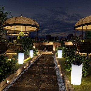 pentole a fiori illuminati da giardino all\'aperto, vaso di fiori illuminati in plastica a LED in plastica RGB per matrimoni, festa per eventi, hotel, decorazione della cerimonia di apertura del centro commerciale (IP68 impermeabile)