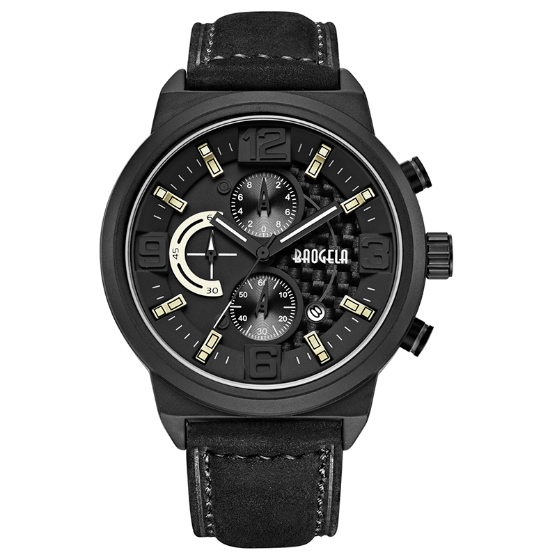 Baogela Men \\ 'S Black Sports Quartz Watch Leisure Fashion Analog Timing Watch Display Orologio 1709 Blu Nero