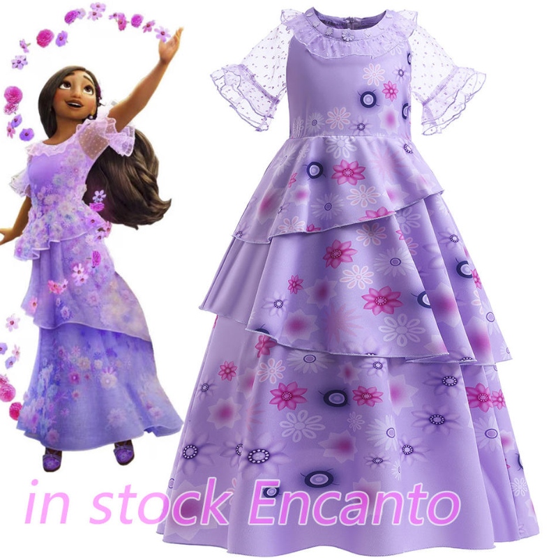 Carnival Encanto Isabella TV Movie Cosplay Girls Short Short Flower Ruffles Princess Abito vestito Costumi
