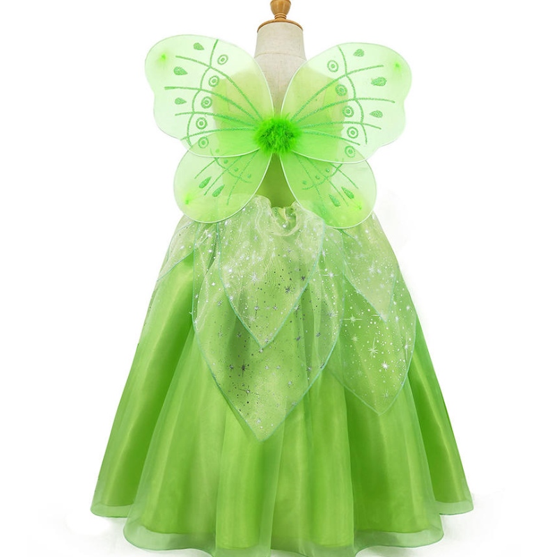 Girl Flower Fairy Tinker Bell Dress Up Kids Princess Girl cosplay con ali abito da festa in costume di Halloween