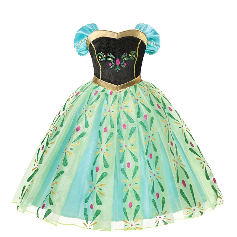 Abito principessa Anna per ragazze classiche floreali floreali Mesh Gown Kids Halloween Cosplay Snow Queen Party Costumi