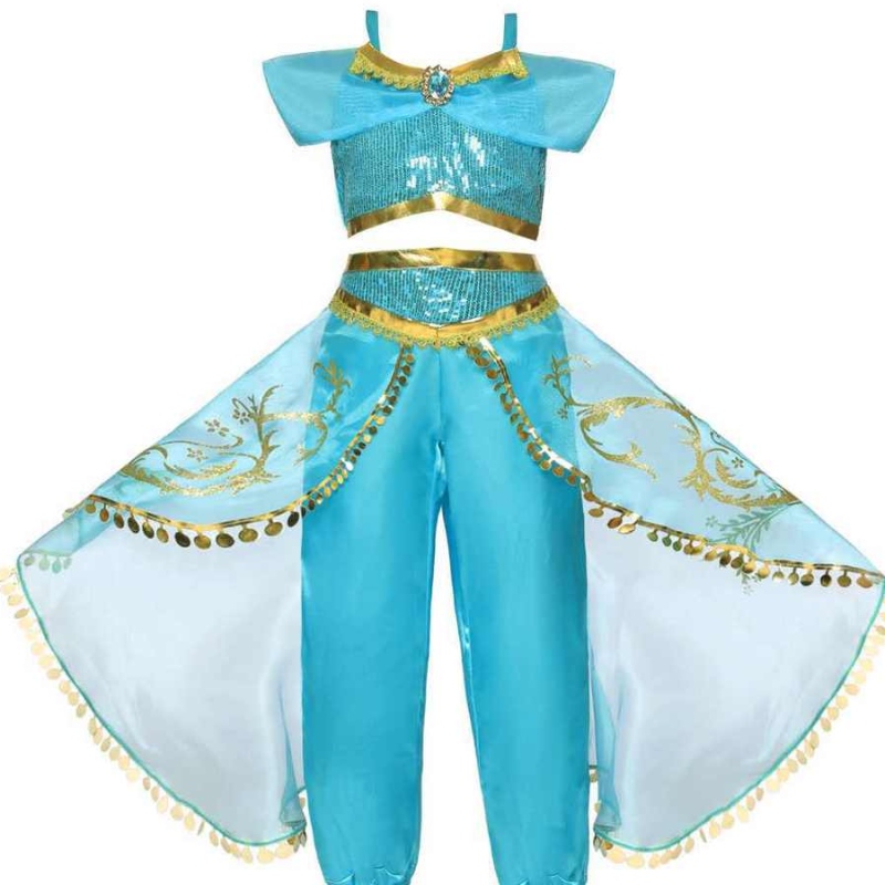 Girls Fancy Dress Kids Kids Halloween Costume Cosplay vestiti Lil Girls Princess Jasmine Party Dress