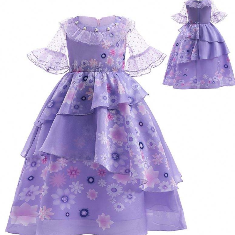 BAIGE cosplay Isabella Purple Anime ENCANTO Abito Carnival Party Princess Costume for Girls