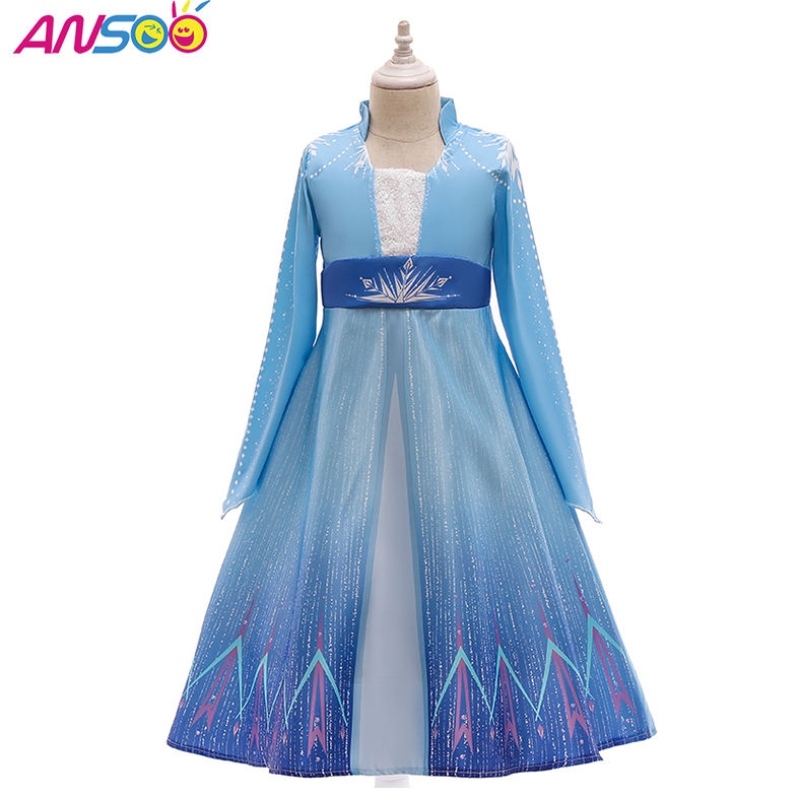 ANSOO KIDS ELSA Princess Dress Halloween Cosplay Fancy Party Dress Up Anna Elsa Costume per ragazze