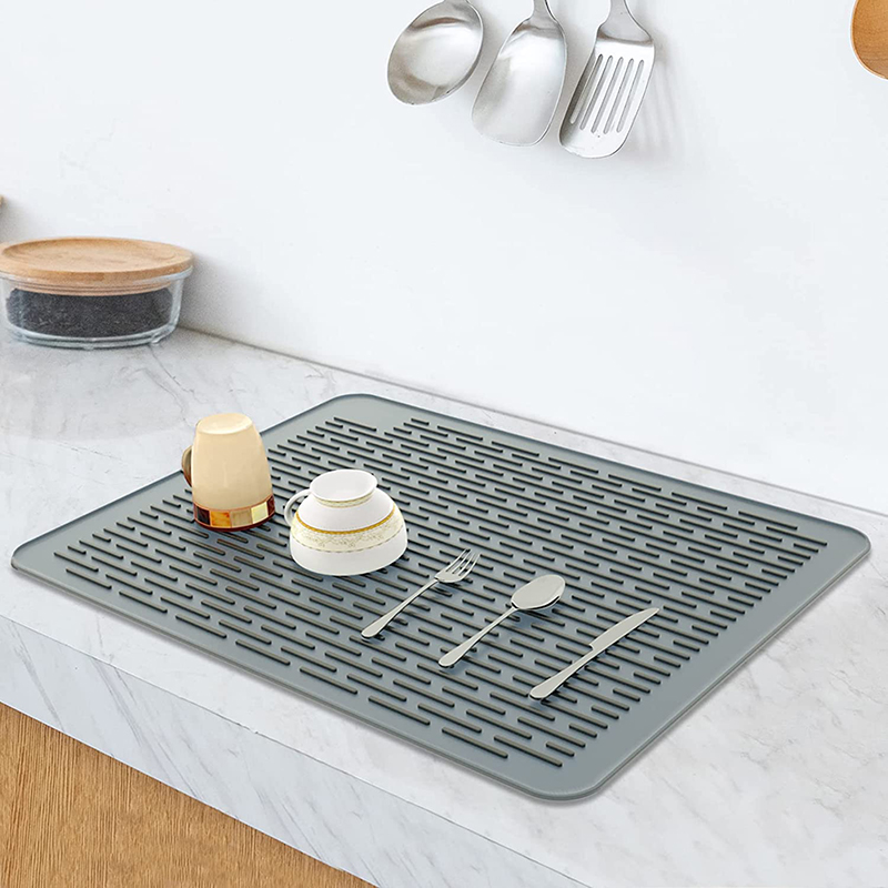 Tappetino per asciugatura a piatto, tappetino da scarico di piatti grandi per bancone da cucina, lavandino siliconenon slip