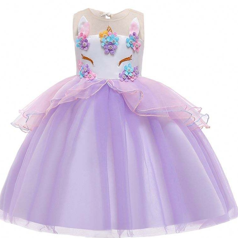 Bambini all'ingrosso Child Children Unicorn Abito da ballo Design Girl Girl Dresses DJS006