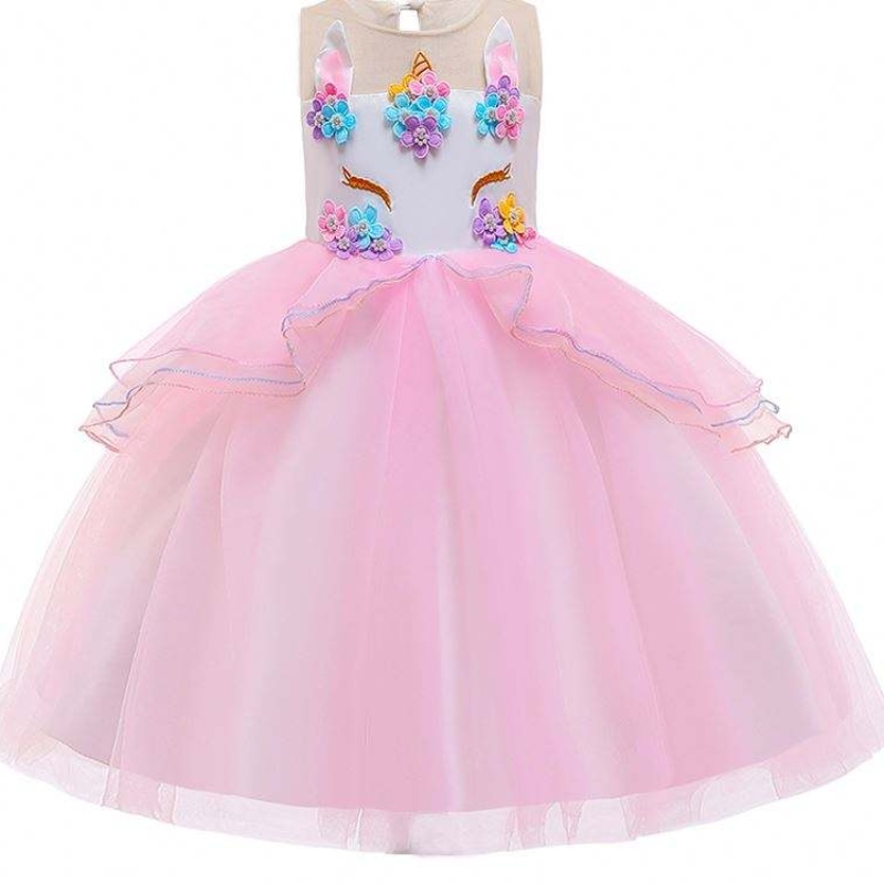 Bambini all'ingrosso Child Children Unicorn Abito da ballo Design Girl Girl Dresses DJS006