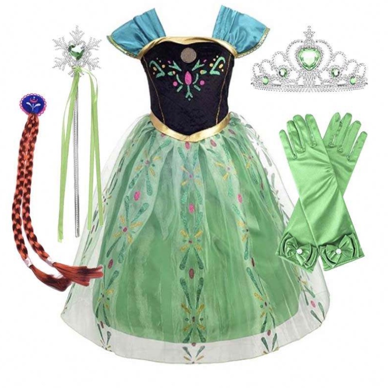 Ice Princess Coronation Green Costume Toddler bambine Anna Green Princess Dress HCGD-007