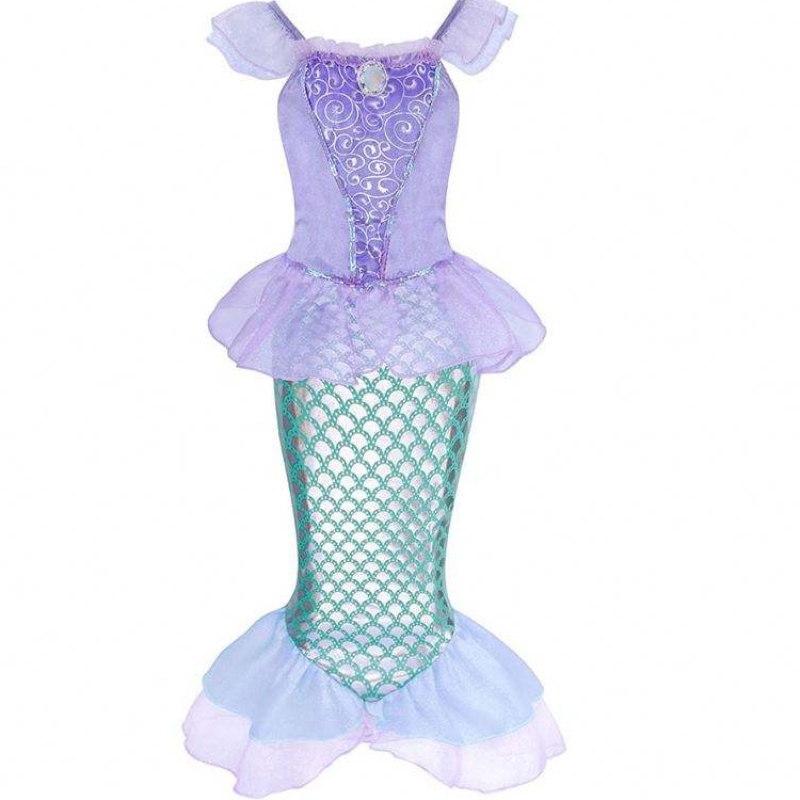 2021 Abbigliamento per bambini Summer Bapple Girls Mermaid Costume Princess Abiti 3-10 anni Old Kids Mermaid Stamped Dress DGHC-028