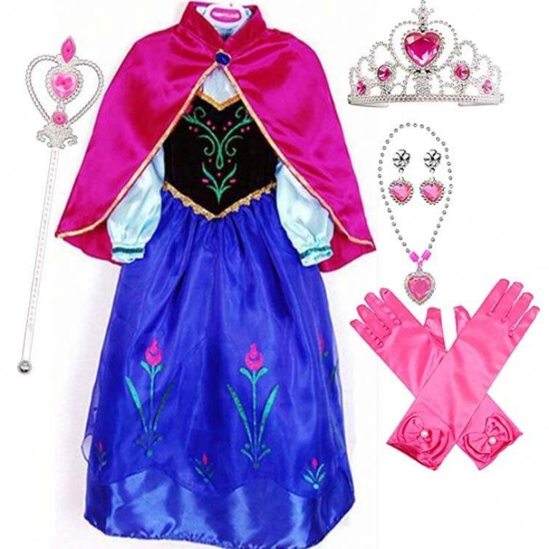 2022 Articolo più venduto Anna Snow Queen Print Birthday Dress Dress Princess Dresses Elsa Cosplay HCGD-004