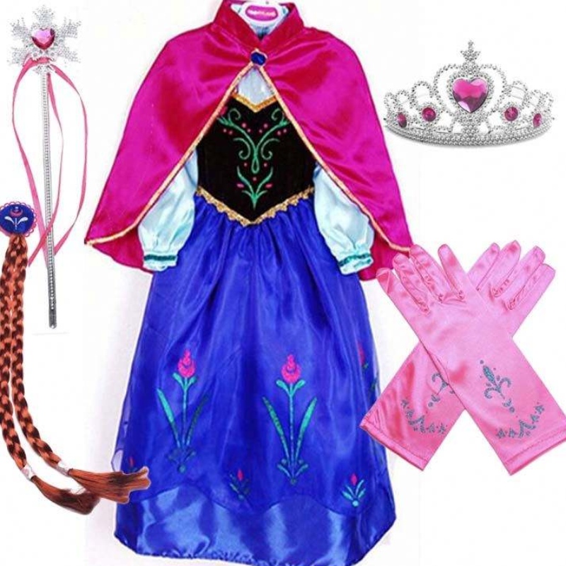 2022 Articolo più venduto Anna Snow Queen Print Birthday Dress Dress Princess Dresses Elsa Cosplay HCGD-004