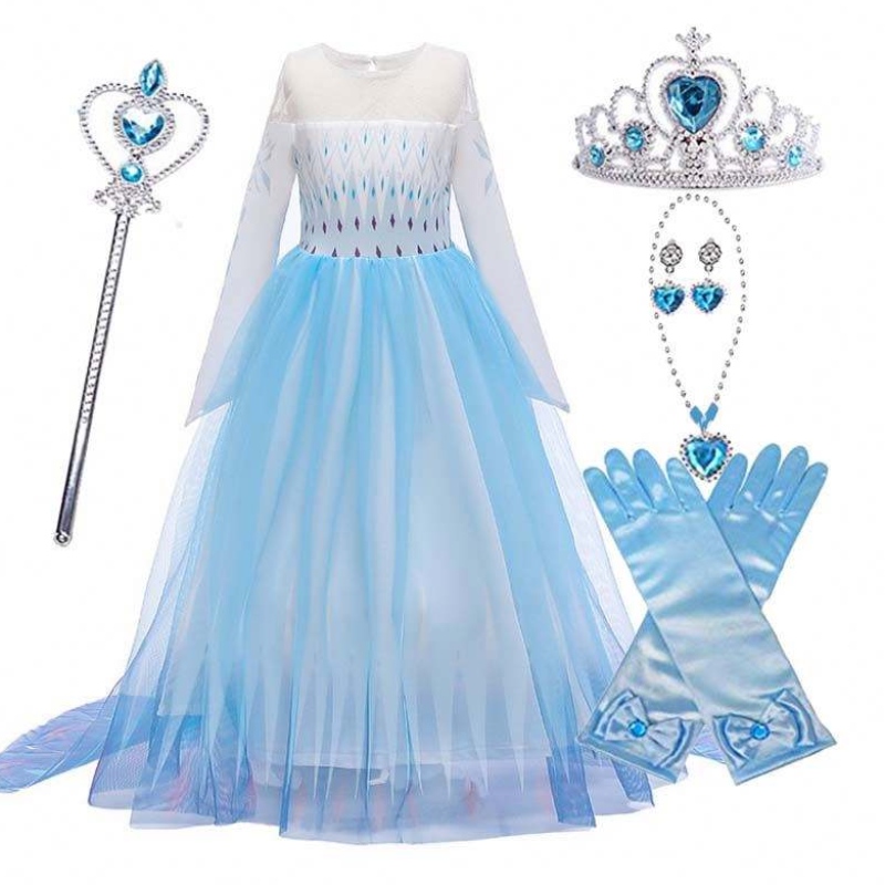 Abito per la festa di compleanno di Halloween Carnival Cesplay Ice 2 Abito a manica lunga Elsa per ragazze HCGD-009
