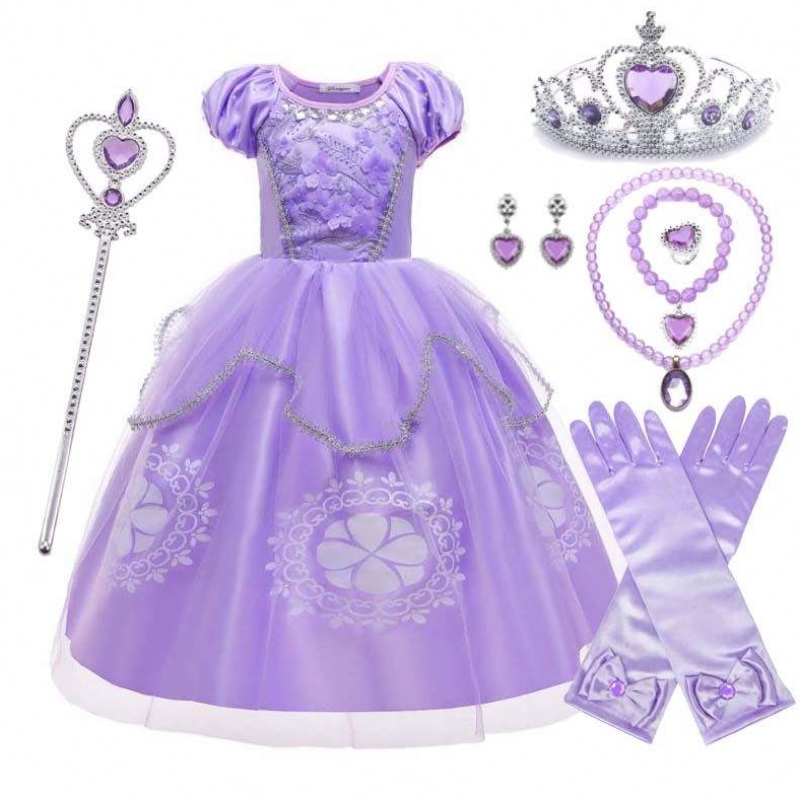 Fancy Party Purple Kids Kids Soleve Princess Sofia Halloween Costume con accessori HCRS-005