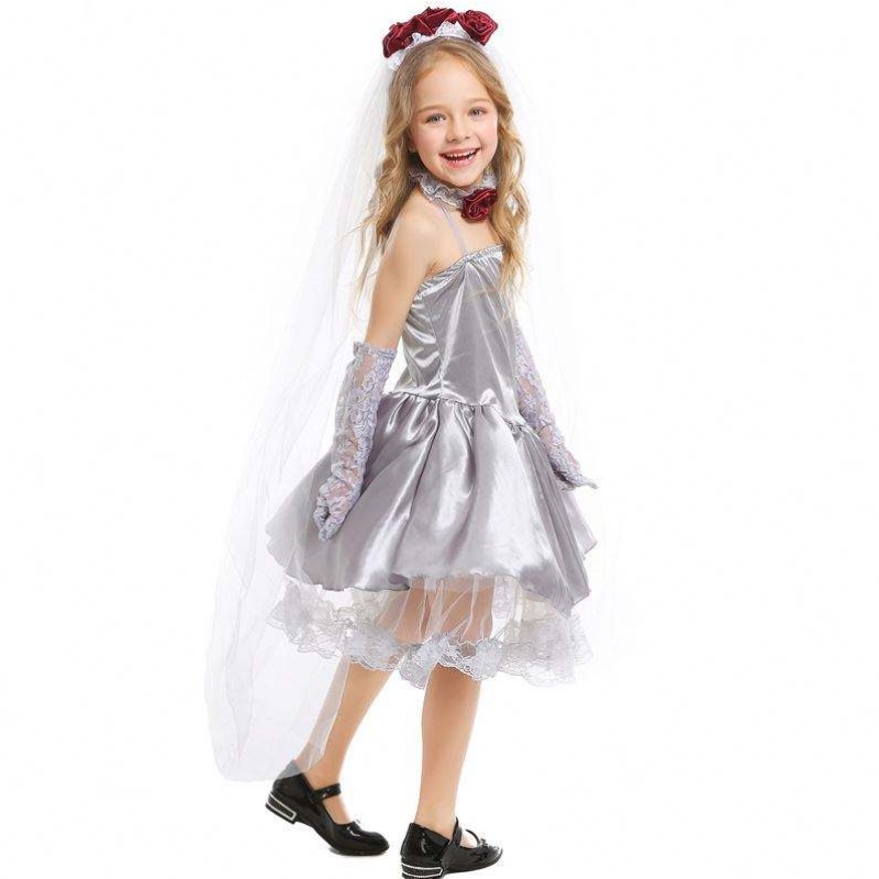 Costume da cosplay di Halloween Fancy Grey Girl Ghost Bride Abito costume HCVM-009