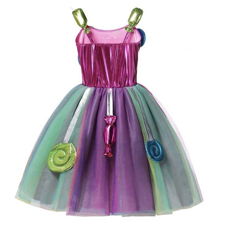 Girls Birthday Pageant Dress Up Rainbow Tulle Dresses Candyland costumi con fascia DGHC-081