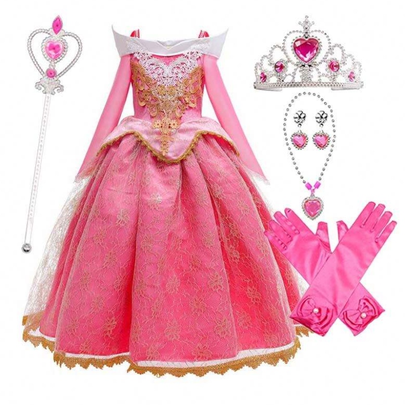 Girl Princess Dress Up Sleep Sleeping Beauty Costume Pink Princess per 3-10 anni HCSP-001