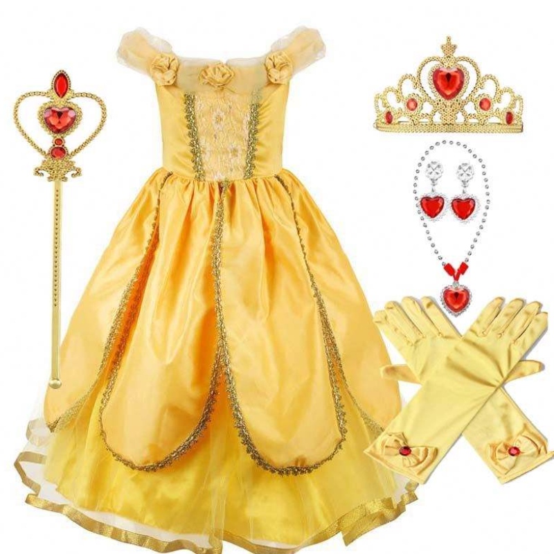 2022 Nuovi arrivi Abito da ballo Little Kid Abito di Halloween Girls Girls Princess Belle Beauty Costume HCBL-004