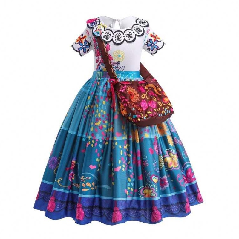 2022 bambini ENCANTO Madrigal Princess Gonne Outfit Blue Mirabel Dress di Encanto con borsa da 100-160 cm HCIS-001