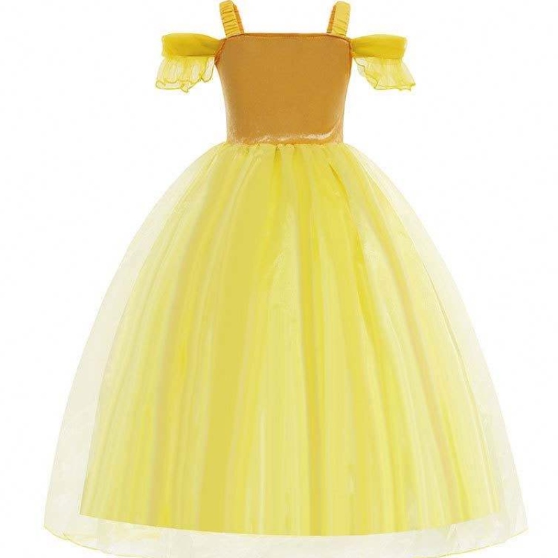 Costume da cosplay festa di compleanno di Halloween per bambini Princess Belle Ballroom Gown HCBL-006