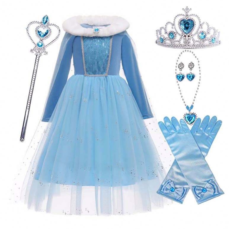 Halloween cosplay inverno caldo vestito di fantasia elsa costume cosplay con Cape HCGD-045