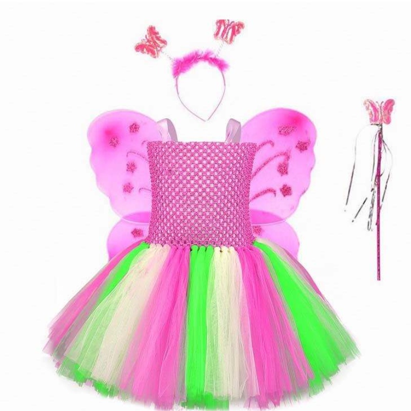 Festa di compleanno per bambininatalizi Girls Gradient Mesh Tutu Butterfly Fairy Costume Kids HCMU-013