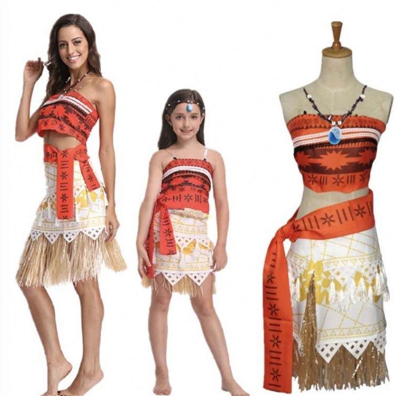 Halloween Party Adult Kids Cosplay Vaiana Princess Moana Addo per adulti con collana HCMO-005