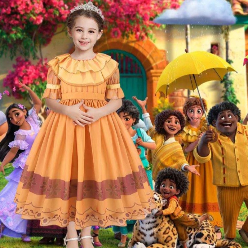 BAIGE ENCANTO FILM Mirabel Isabella Pepa Princess Costume for Girls Performance Dress MFMW011