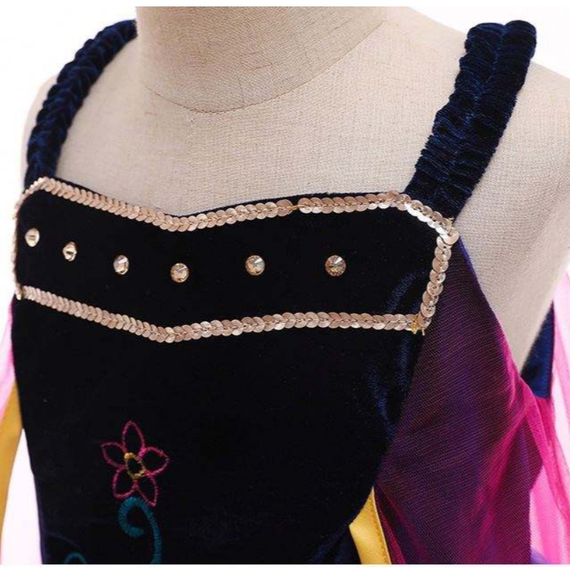 Principessa all'ingrosso Anna Elsa Costume Long Dress Long Kids Christmas Cosplay Costume Abiti fantasiosi per ragazze L0695