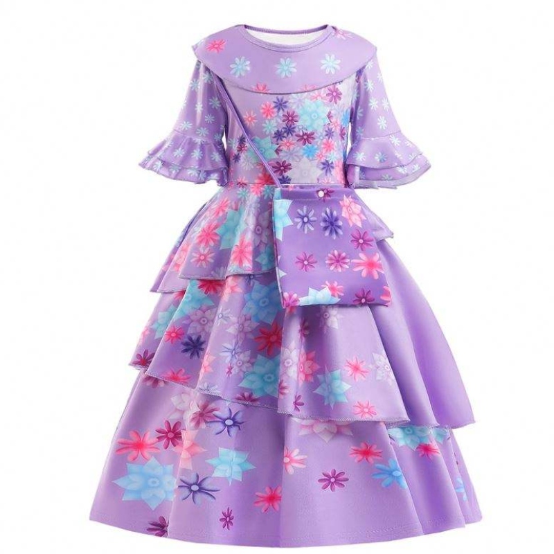 2022 NUOVO FASHION KIDS COSTUTTO ENCANTO ISABELLA COSPLAY FLOWER STAMPATO INDUGGIO GIORNI PER RAGAZZA