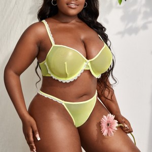 Contrasto Mini pizzo condotto set di lingerie in rete di fila