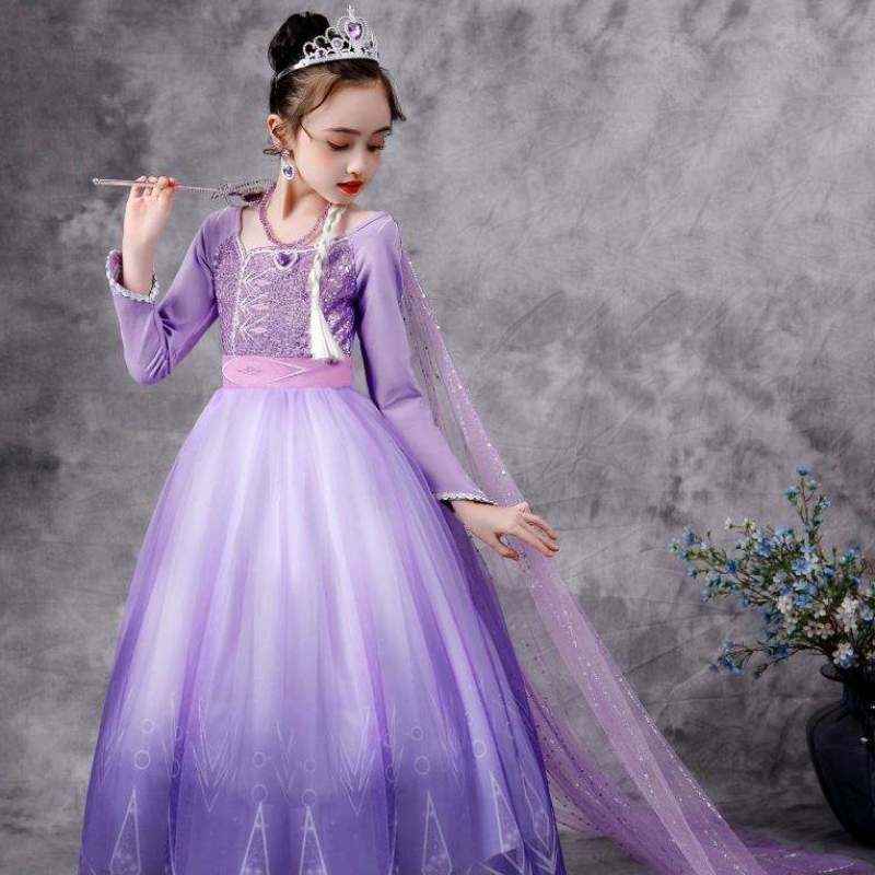 Baige New Elsa Costume 2 Girls Princess Dresses Snow Queen Birthing Fancy Party Cosplay Outfit a maniche lunghe