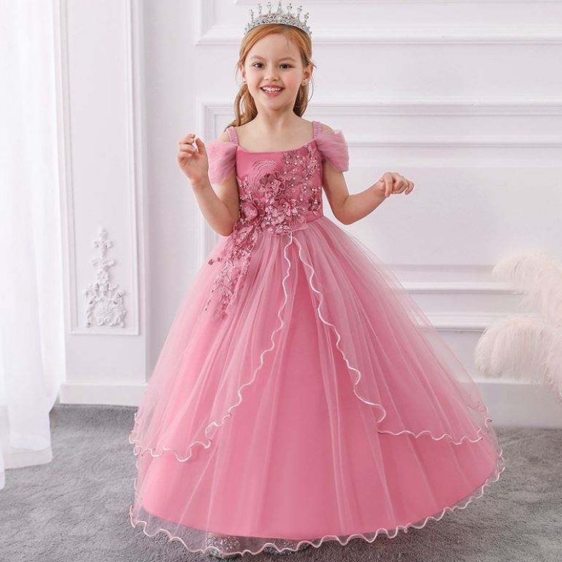 Disegni abiti da bambino di alta qualità boutique abbigliamento cresciuto in stile occidentale per bambini abito da ragazza sera lp-213