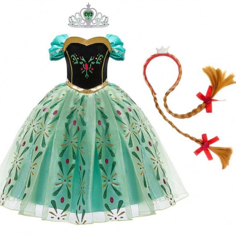 Abito anna per ragazza cosplaynevica regina principessa costume bambini abiti di halloween per bambini abito e parrucca di fantasia