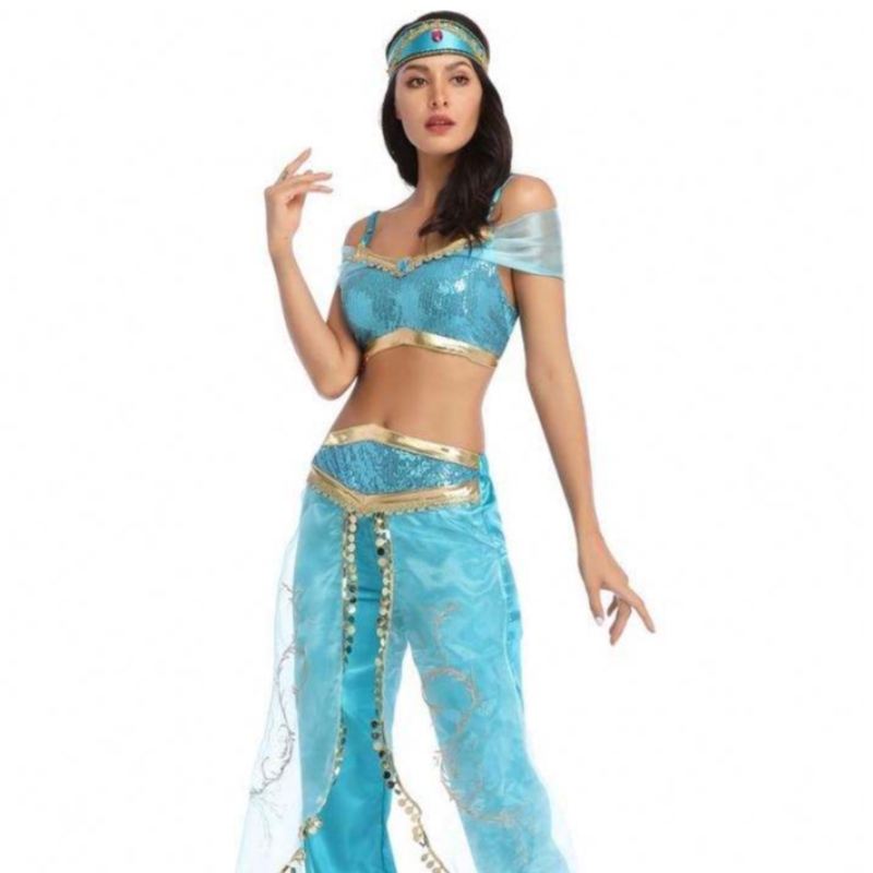 Jasmine sexy all'ingrosso pantaloni pantaloni da donna costume principessa costume adulta arabica danzatrice costume principessa jasmine cosplay