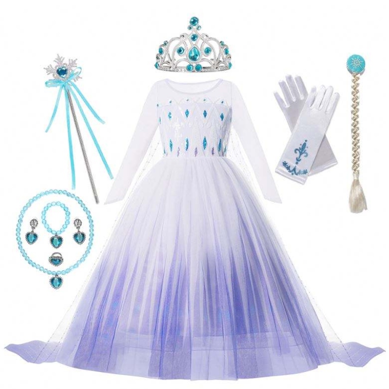 Anna Elsa Princess Costumes for Kids Halloween Christmas Party Cosplay Snow Queen Fancy Dresses Girls Girlf Flake Prom Abito da ballo