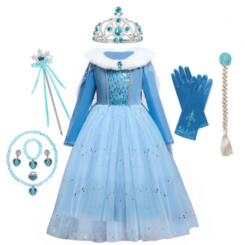 Anna Elsa Princess Costumes for Kids Halloween Christmas Party Cosplay Snow Queen Fancy Dresses Girls Girlf Flake Prom Abito da ballo