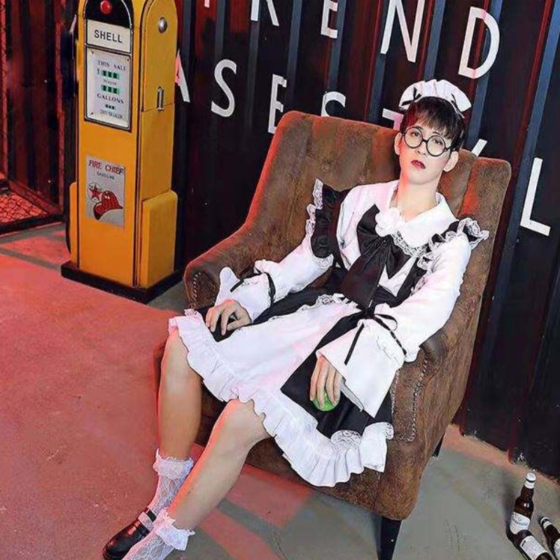 Women Maid Outfit Abito anime vestito in bianco enero vestito Lolita Dresses Men Cafe Costume Costume Costume