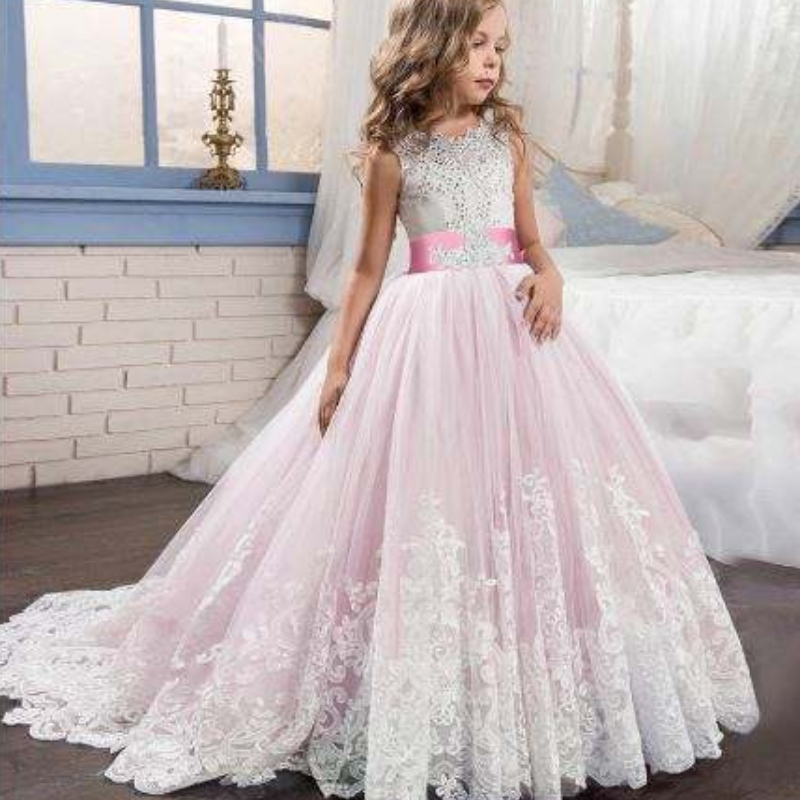 Baige Luxury Princess Sleeveless Abito da festa all'ingrosso Abito da ballo da ballo Fancy Birthday Party fine