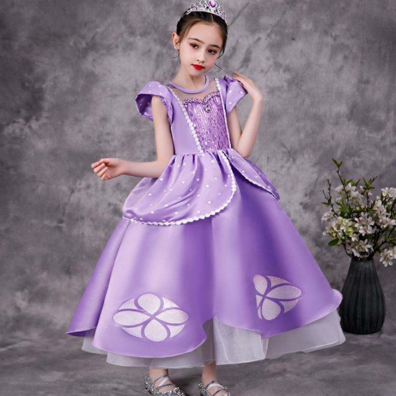 Baige Purple Sofia Rapunzel Elsa Anna Belle Princess Dress TV Movie costumi Sofiya Princess for Girl