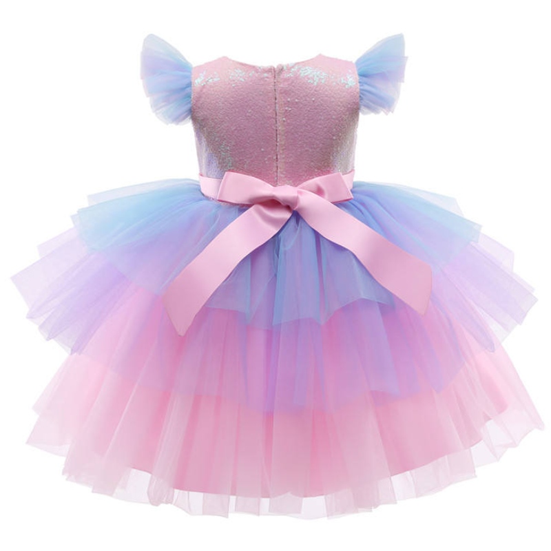 Girls Formal Princess Dress Kids Lace Tulle Rainbow Elegante serata da sera Tuttu Gown Gown Children Wedding Communion Costume