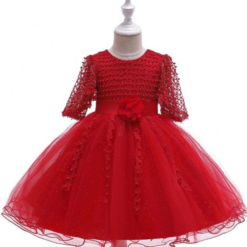 Baige Birthday Cute adorabile Girls Party Dress Christmas Baby Lace Flower Kids Boutique L5115