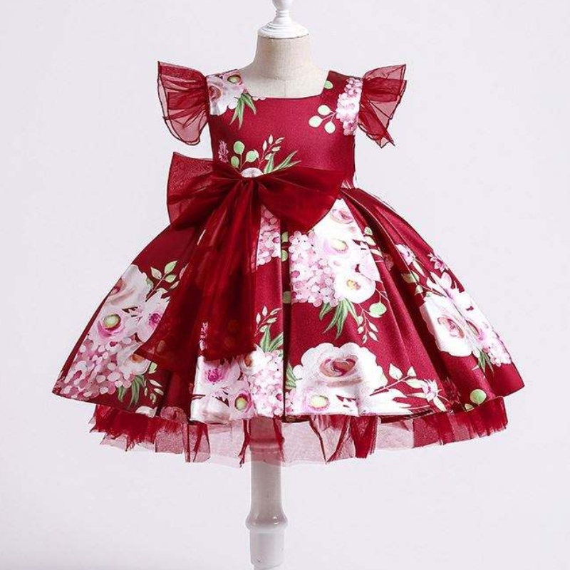 Baige Children Party Kids Dresses Baby Girl Printing Wedding Abito Hostess Princess Dress XH82028