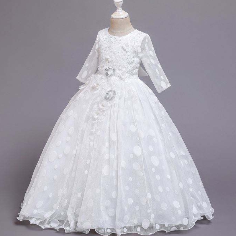 Baige New Fashion Kids Clothes Dress Dress Girls Girls Dress Birthday Pace Abito in pizzo per bambine X209