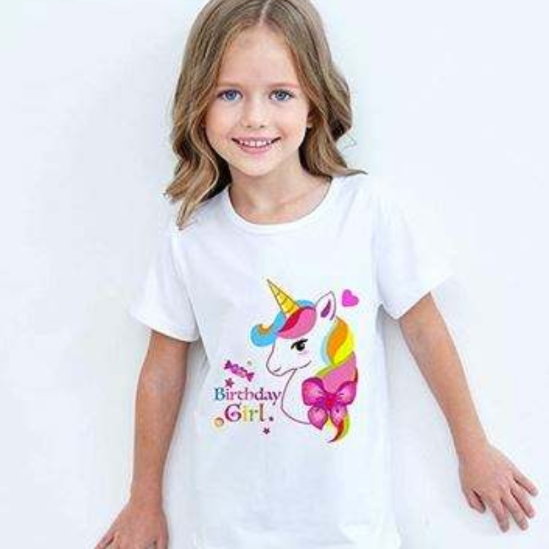 Baige Girl Summer Short Short Short Cute Unicorno Maglietta in cotone stampata Rainbow Tutu Performance Gonna